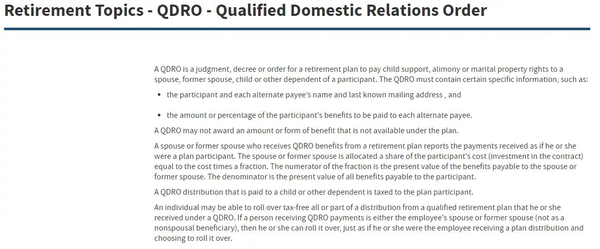 The IRS and In Marriage QDRO