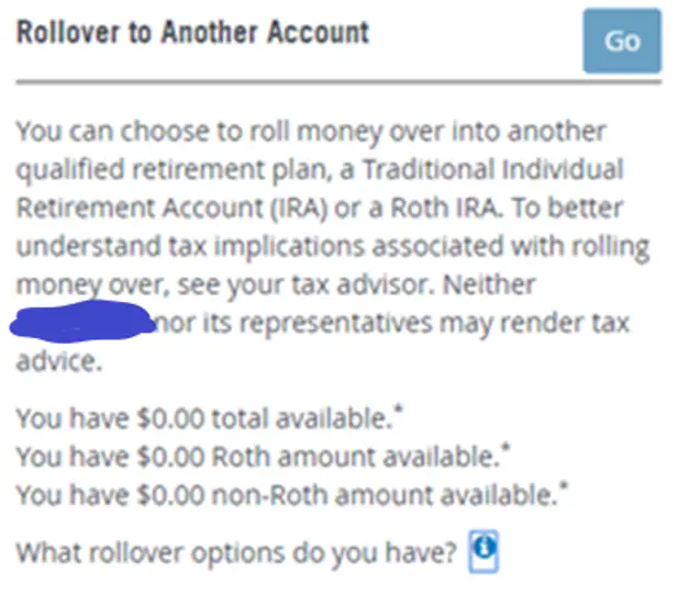 The Rollover to Another Account keeps track of the amount you have available to convert via the Mega Backdoor Roth conversion