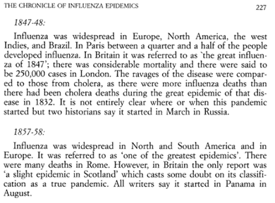 Two historical Epidemics in during the appropriate timeframe